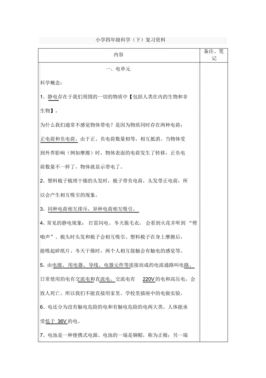 小学四年级科学(下)复习资料_第1页