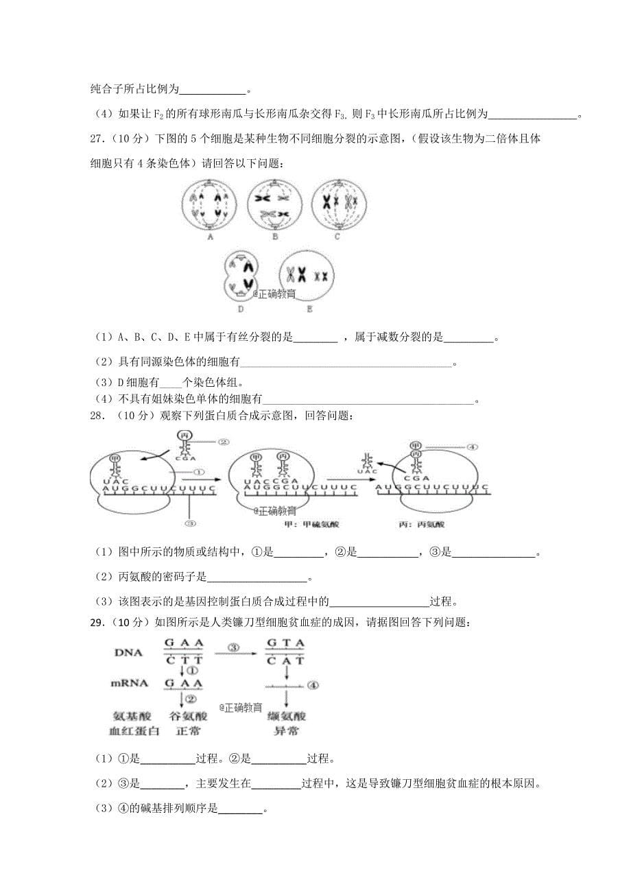 湖北省孝感市八校教学联盟2017-2018学年高一下学期期末联合考试生物试卷 word版含答案_第5页