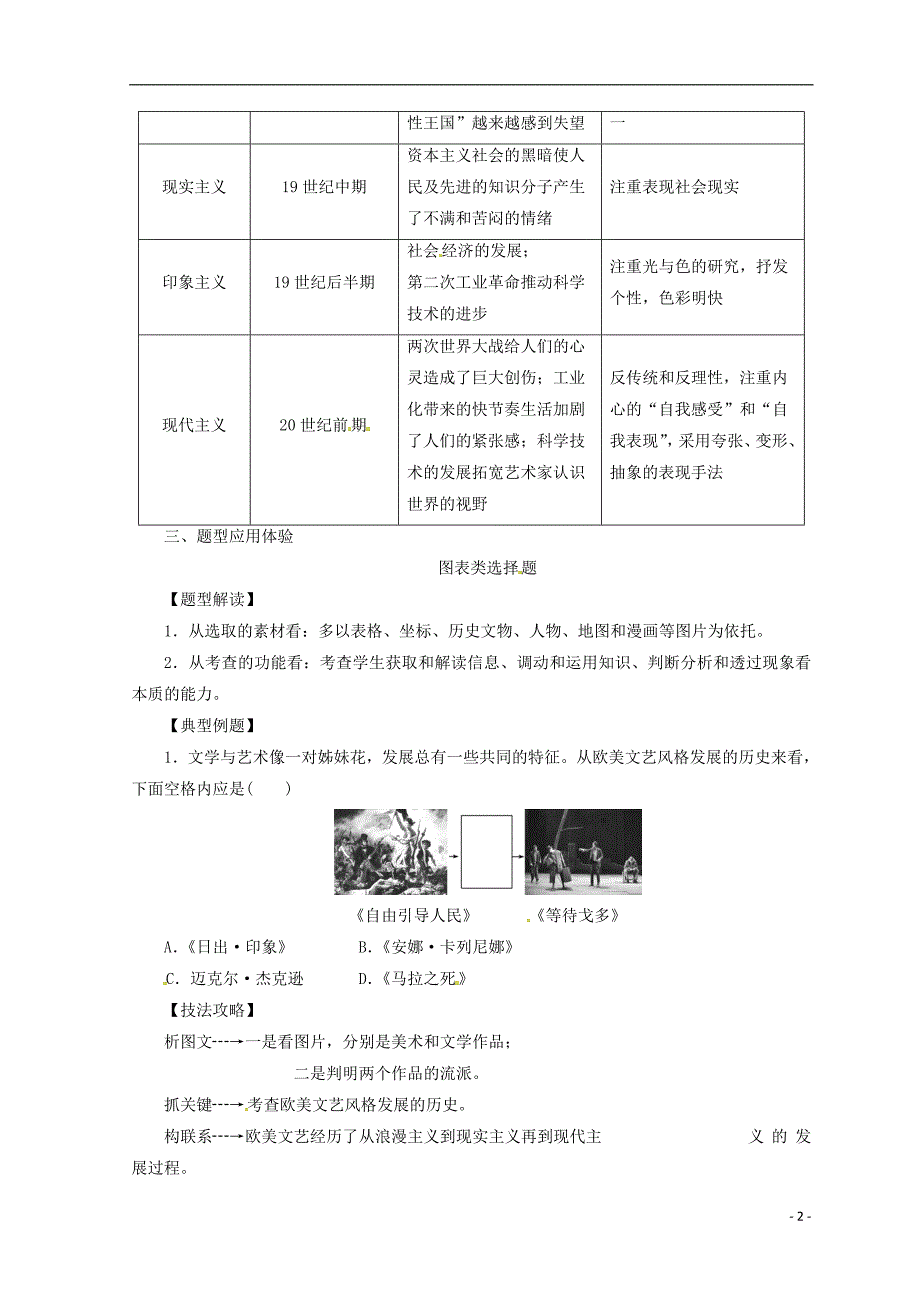 2018-2019高中历史 第八单元 19世纪以来的世界文学艺术单元测试 新人教版必修3_第2页