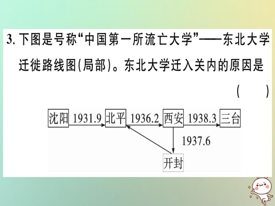 2018秋八年级历史上册第六单元中华民族的抗日战争第18课从九一八事变到西安事变基础达标+能力提升+素养闯关习题课件新人教版_第3页