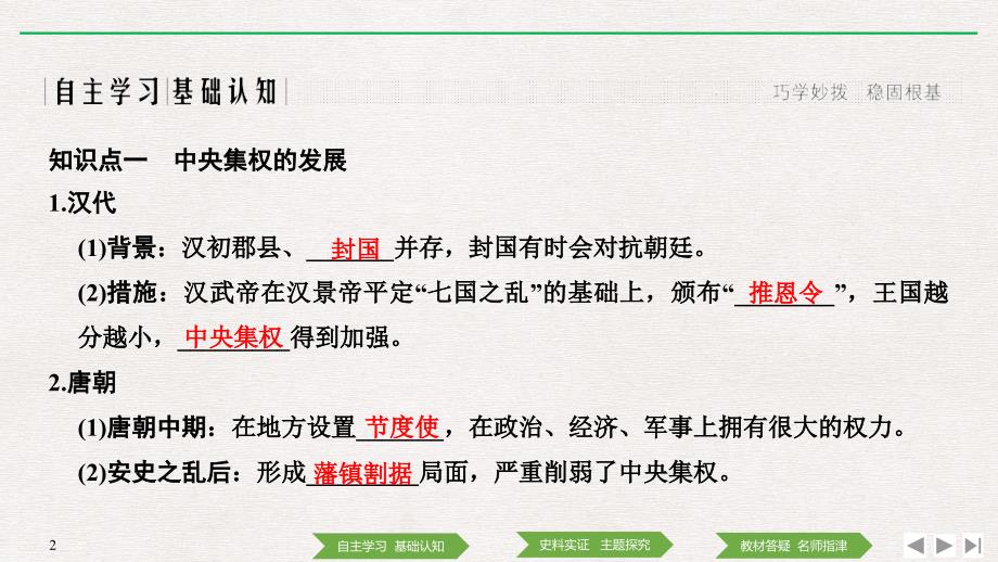 2018-2019历史新设计同步必修一人教全国通用版课件：第一单元 古代中国的政治制度 第3课从汉至元政治制度的演变 _第2页