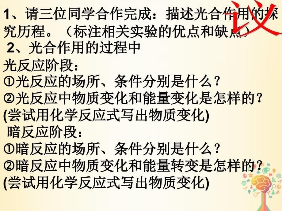 江西省吉安县高中生物 第五章 细胞的能量供应和利用 5.4 能量之源——光和光合作用（第2课时）课件 新人教版必修1_第5页