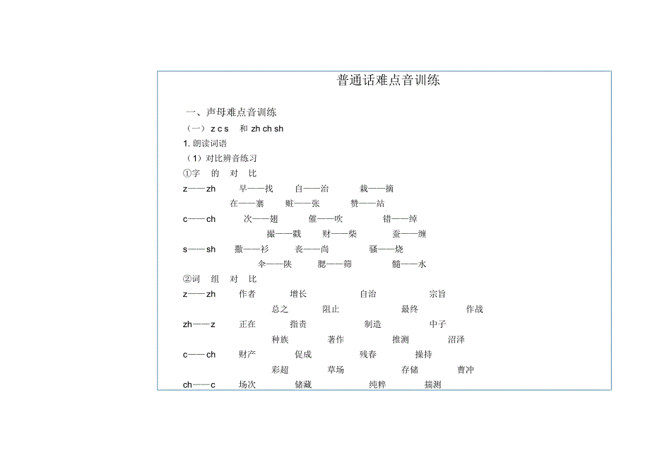 普通话难点音训练_第1页