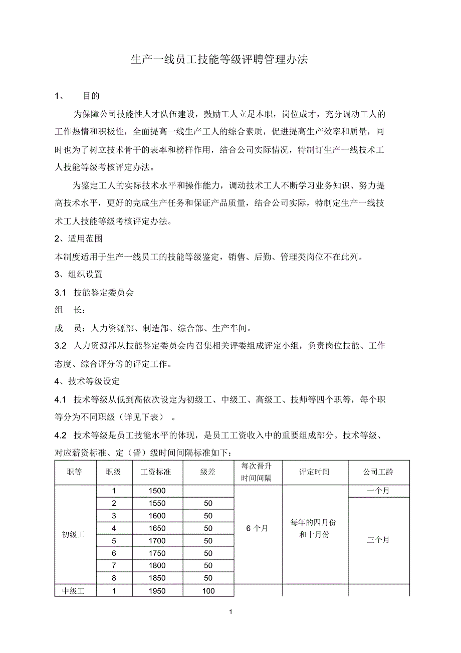 生产工人技能等级评聘管理办法_第1页