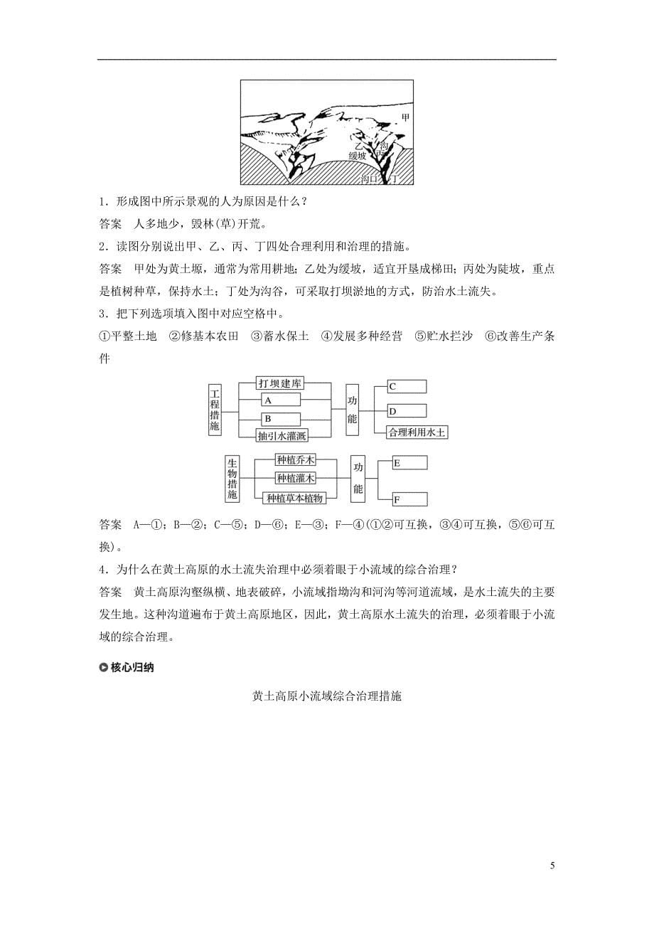 2018-2019版高中地理 第三单元 区域资源、环境与可持续发展 第一节 区域水土流失及其治理学案 鲁教版必修3_第5页