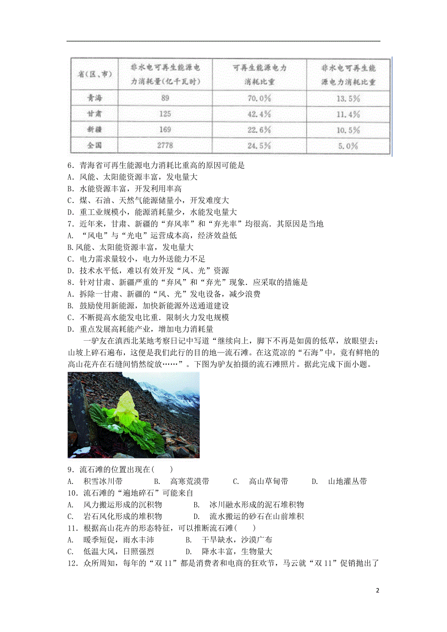 山东省淄博市桓台第一中学2018届高三文综上学期阶段性测试试题五_第2页