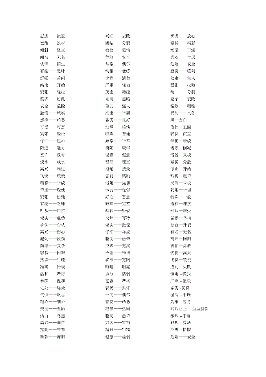 小学常见反义词近义词总结_第4页