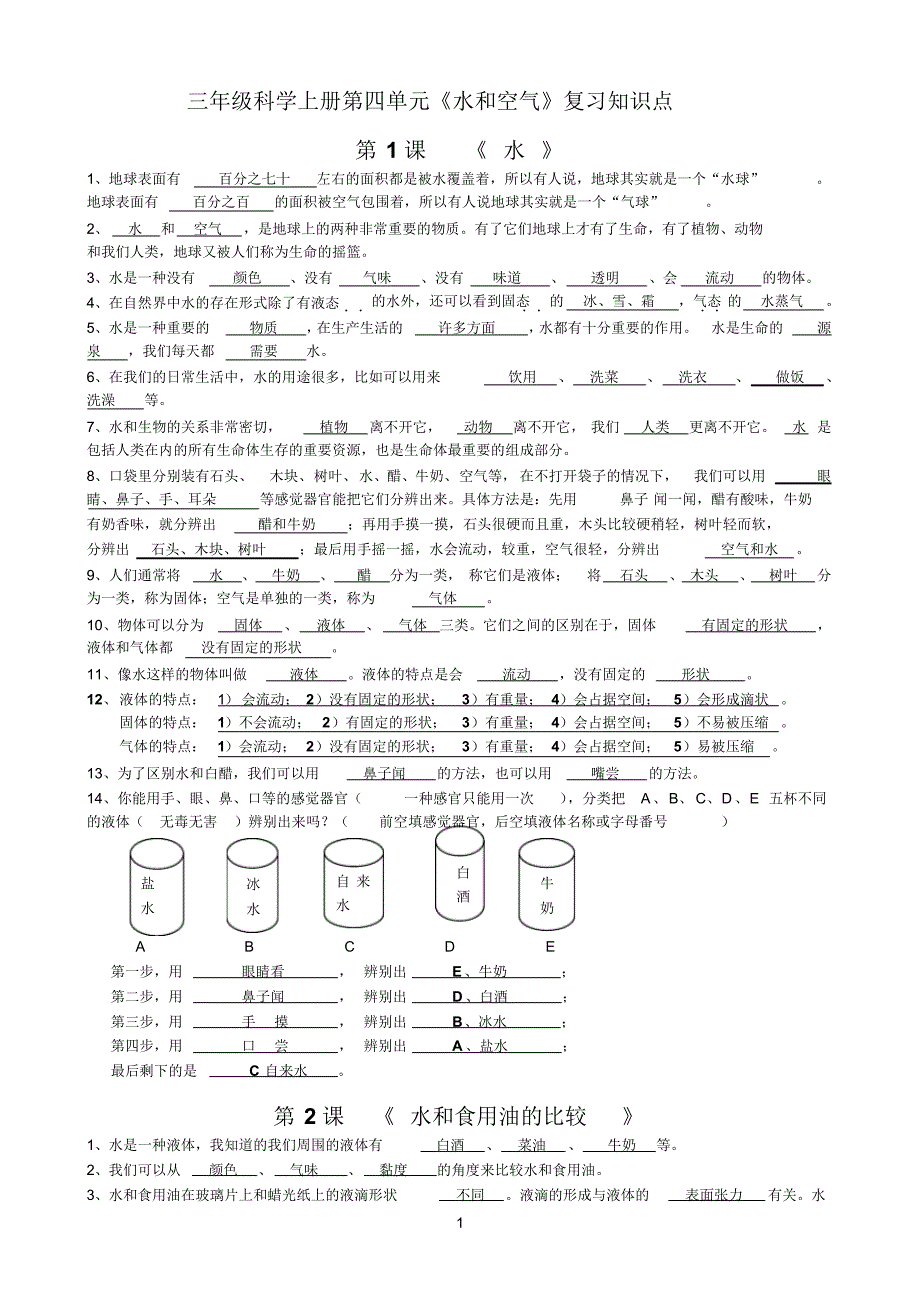 教科版三上科学复习,期末复习第四单元,(精编)_第1页