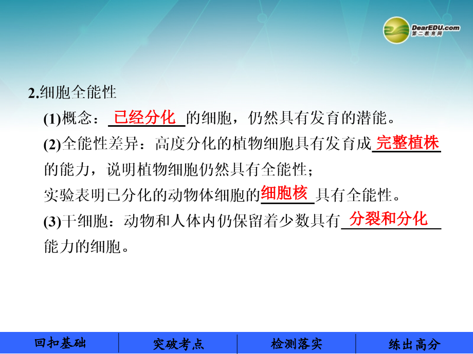 步步高（ 广西专用）2014高考生物一轮复习 第三单元 第八课时 细胞的分化癌变和衰老课件_第4页