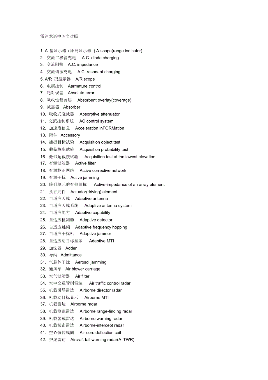 雷达术语中英文对照_第1页