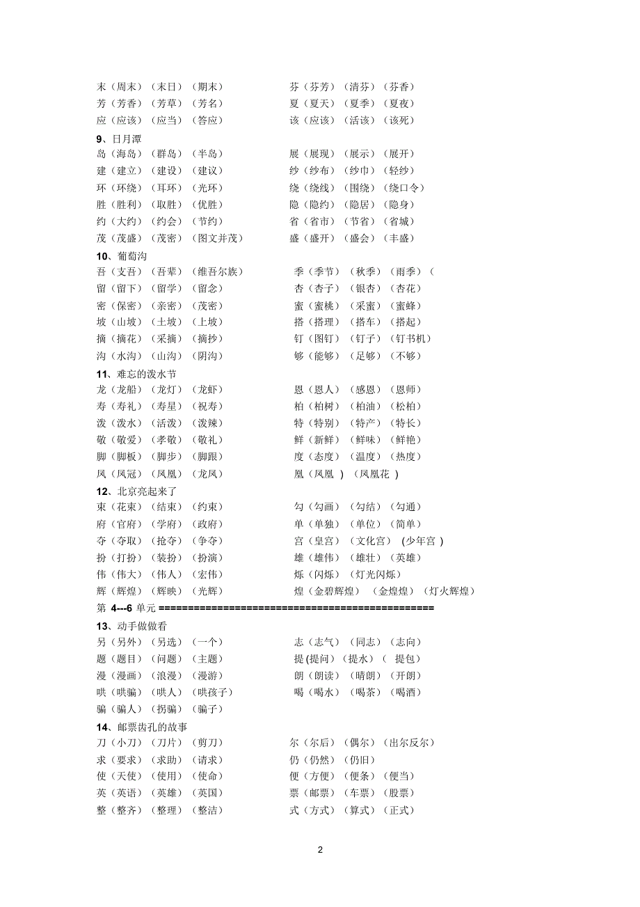 语文二年级下册生字表二组词_第2页