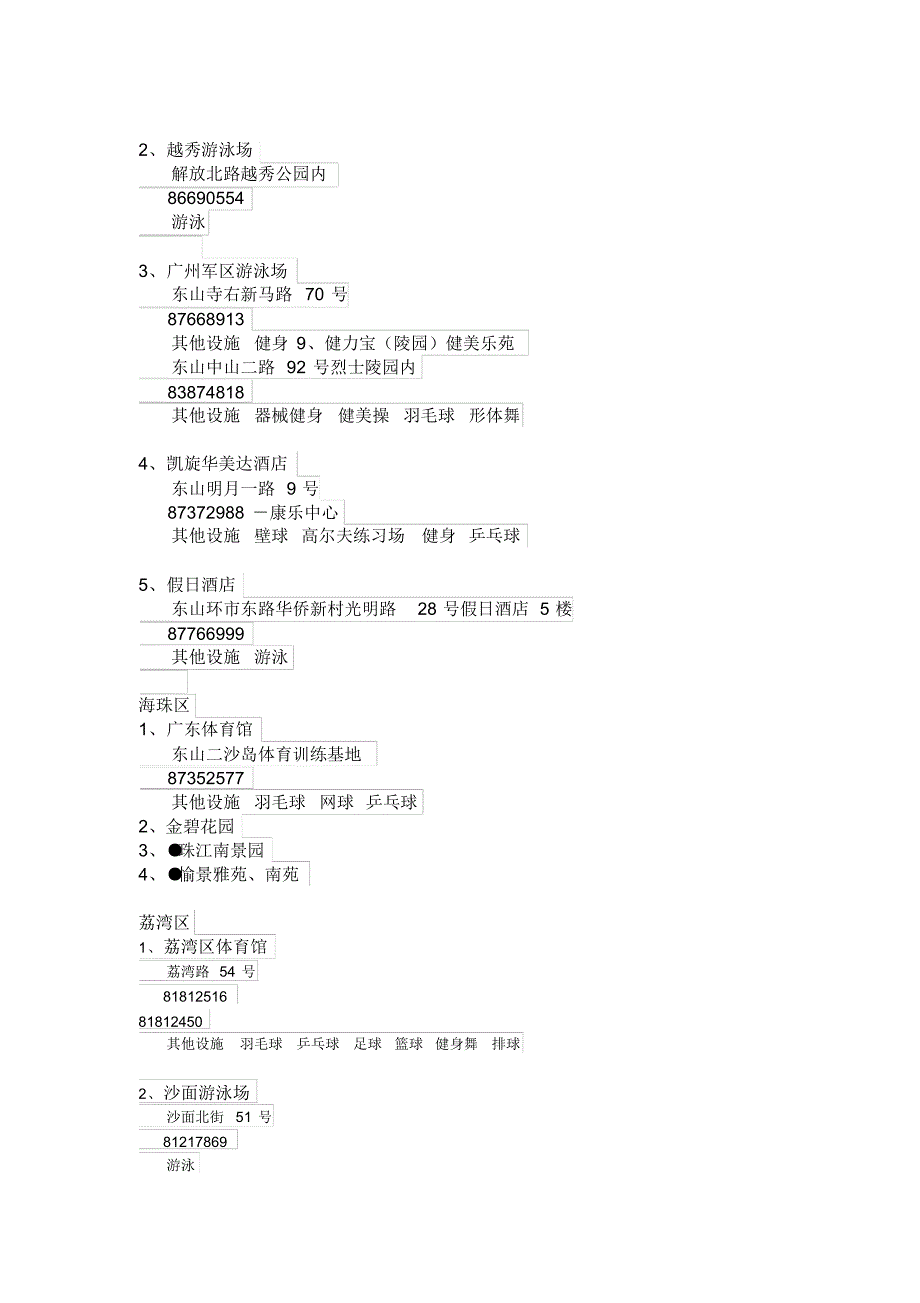 广州游泳馆精选表_第2页