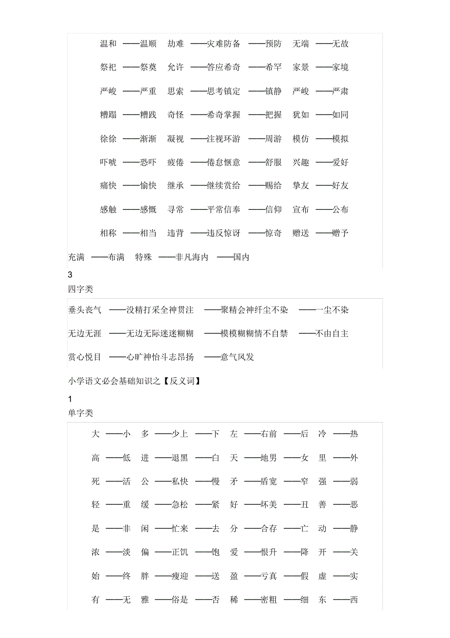 小学生语文必备知识近反义词_第3页