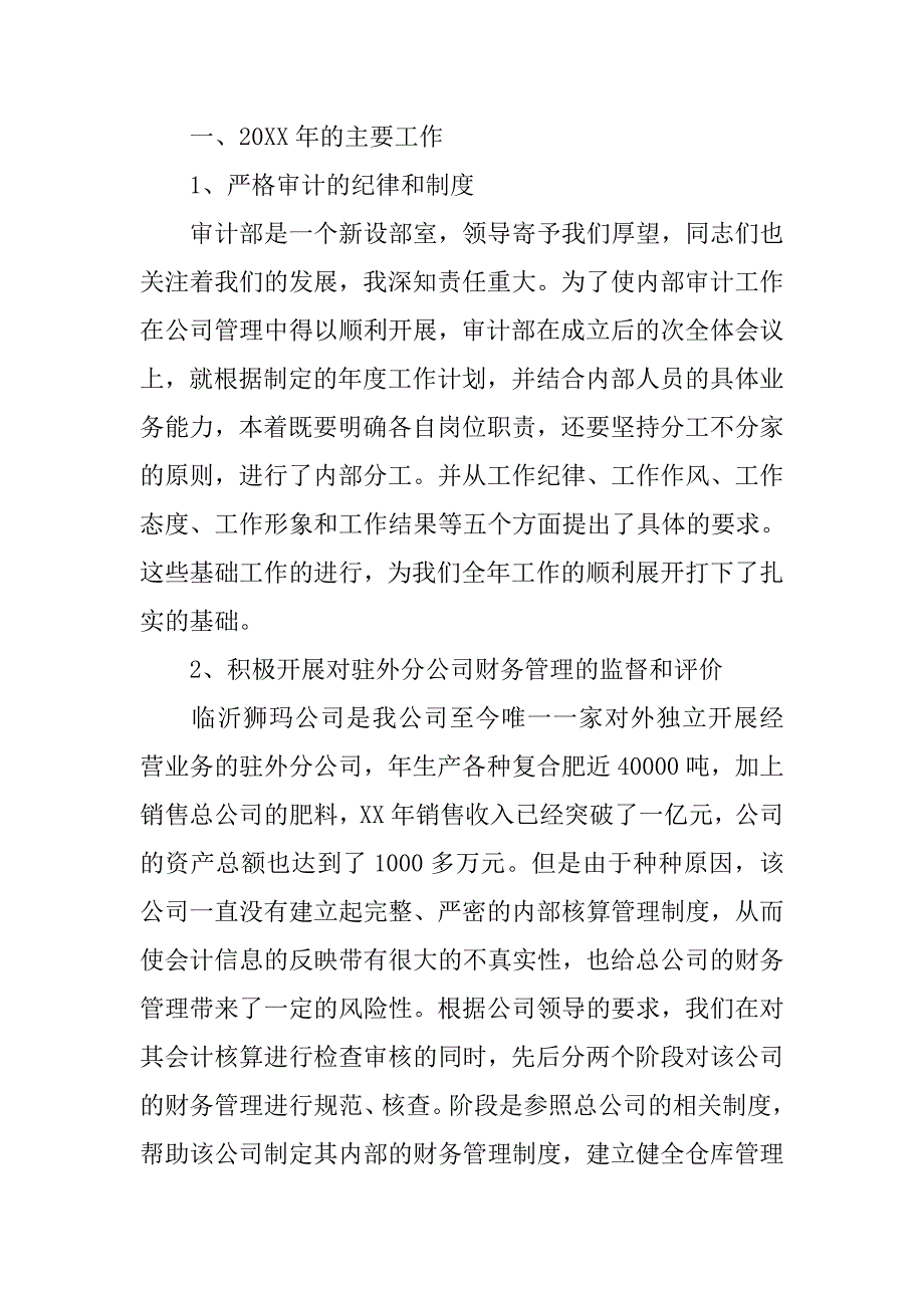 公司审计部门领导年终的工作总结_第2页