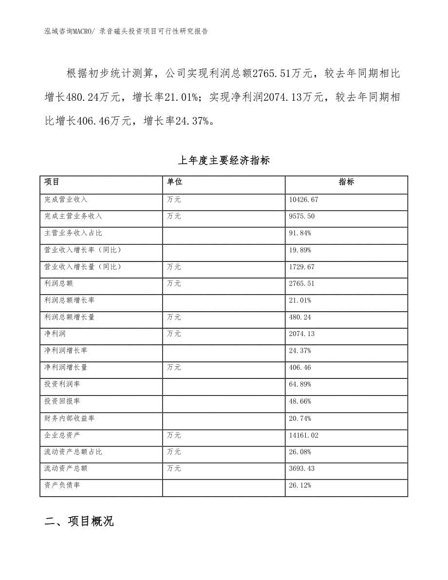 （模板）录音磁头投资项目可行性研究报告_第5页