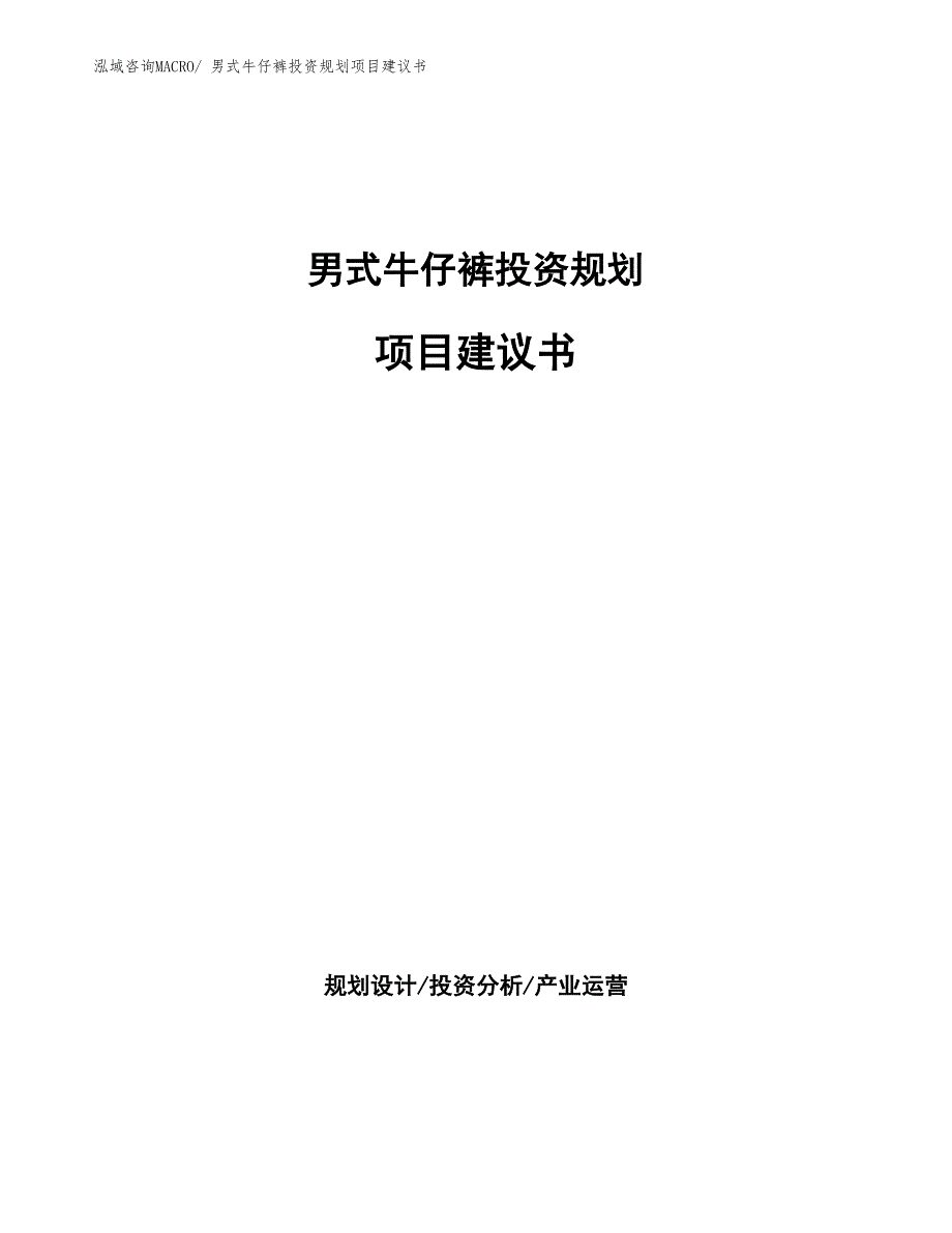 （规划说明）男式牛仔裤投资规划项目建议书_第1页