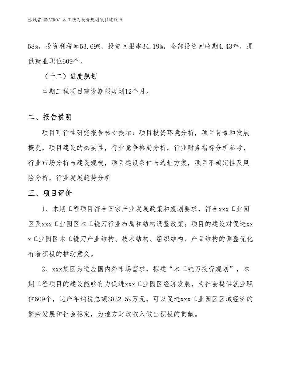 （立项申请）木工铣刀投资规划项目建议书_第5页