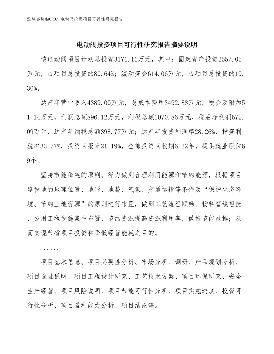 （模板）电动阀投资项目可行性研究报告_第2页