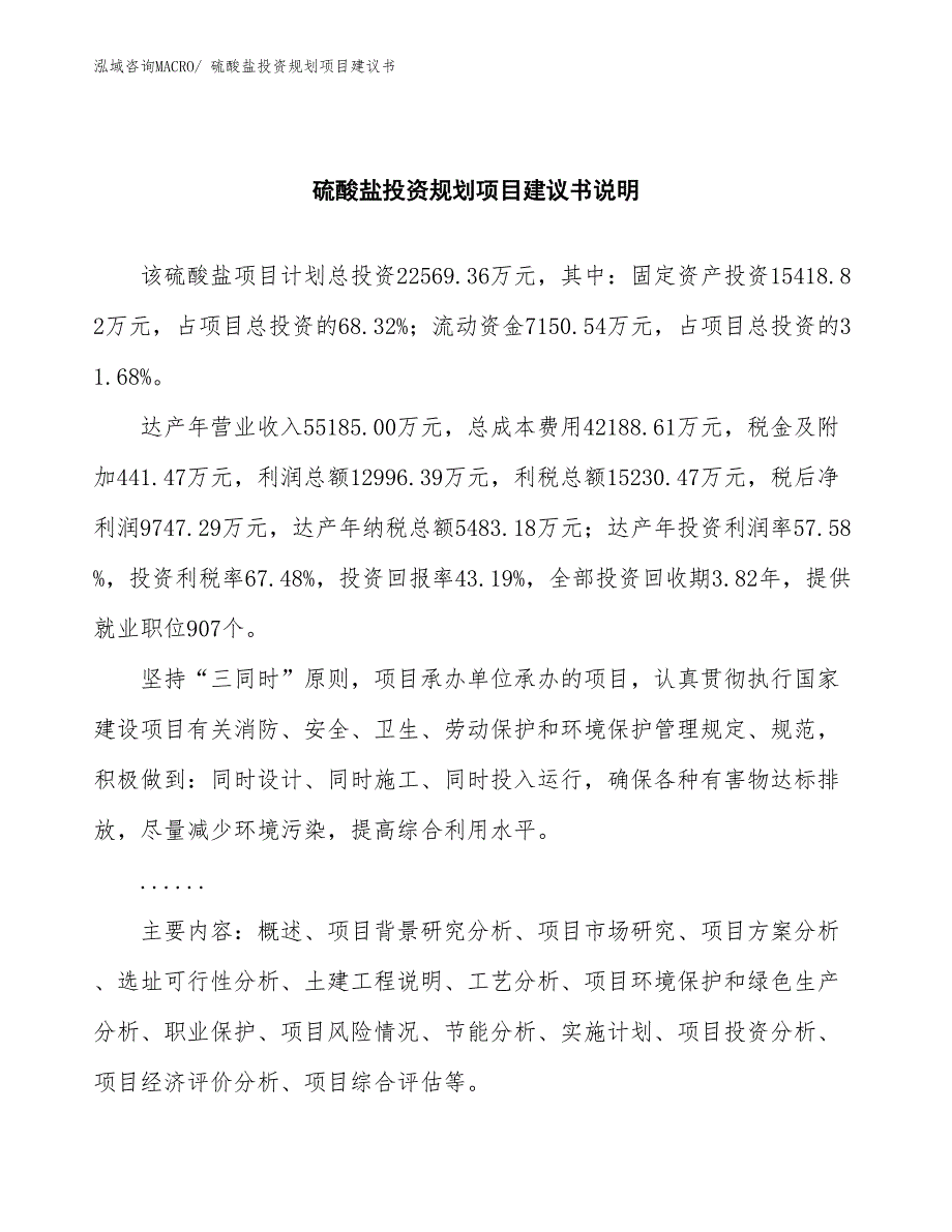 （规划说明）硫酸盐投资规划项目建议书_第2页