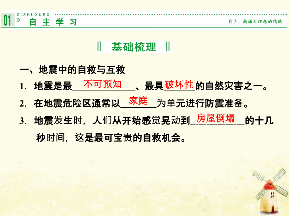 2018-2019学年高中地理 第3章 防灾与减灾 3.3 自然灾害中的自救与互助课件 新人教版选修5_第4页