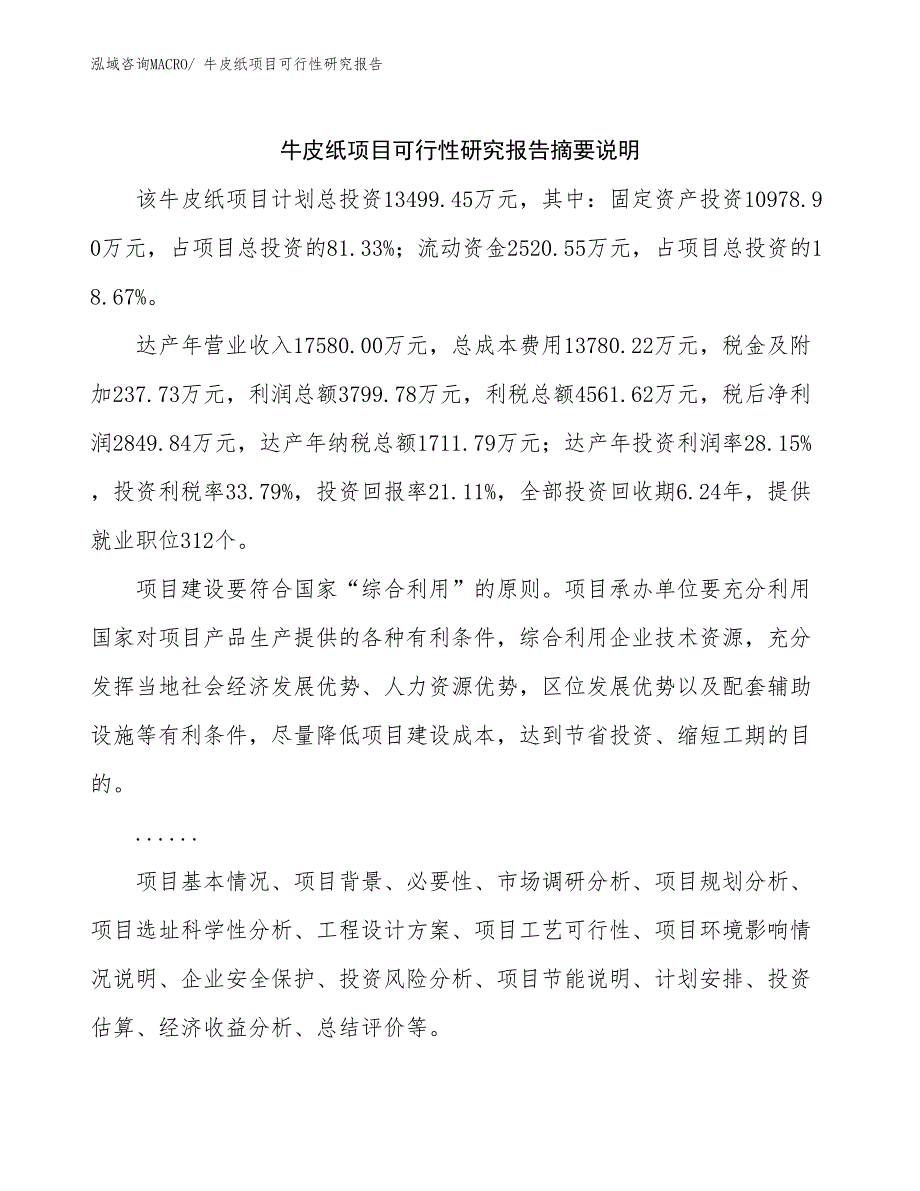 （参考模板）牛皮纸项目可行性研究报告_第2页