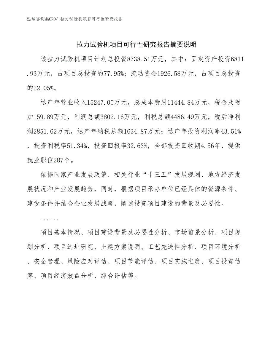 （模板）拉力试验机项目可行性研究报告_第2页