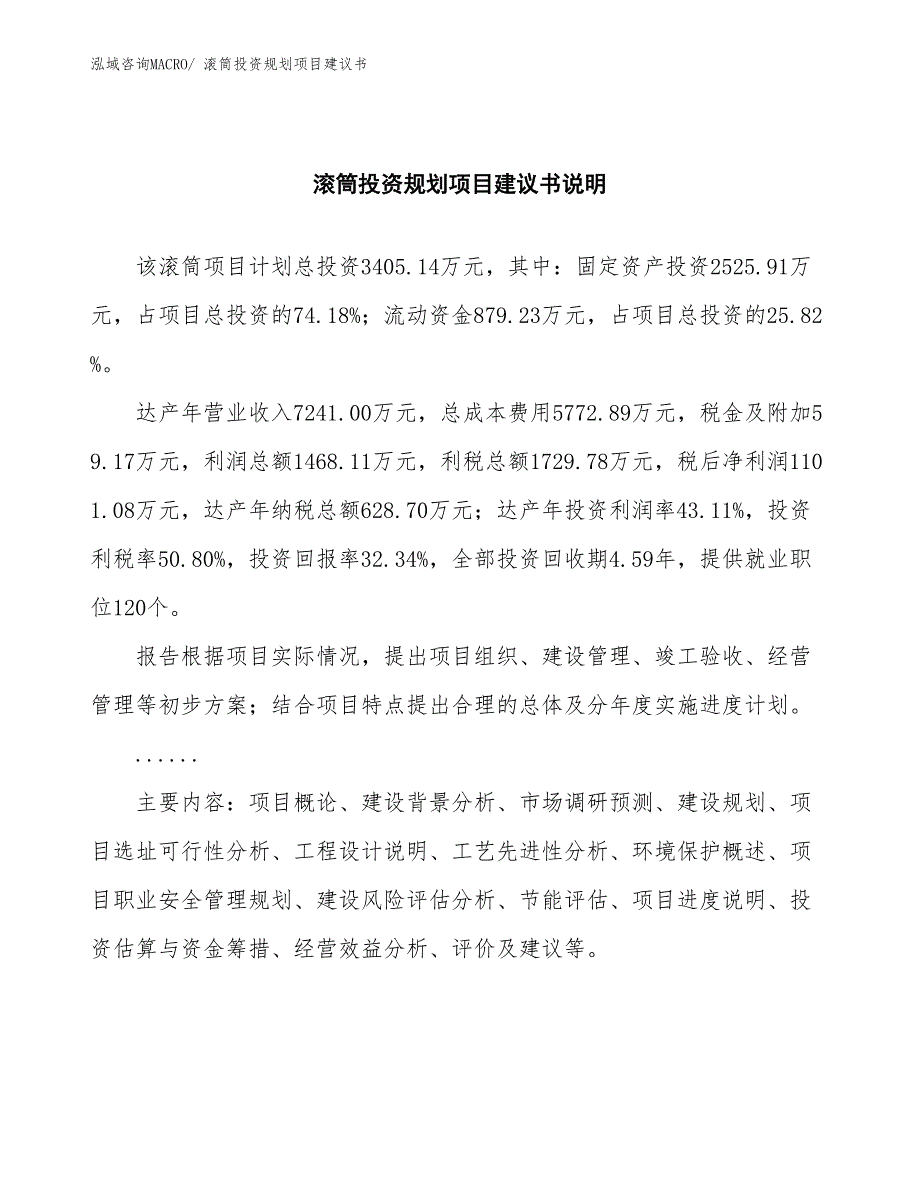 （建设方案）滚筒投资规划项目建议书_第2页