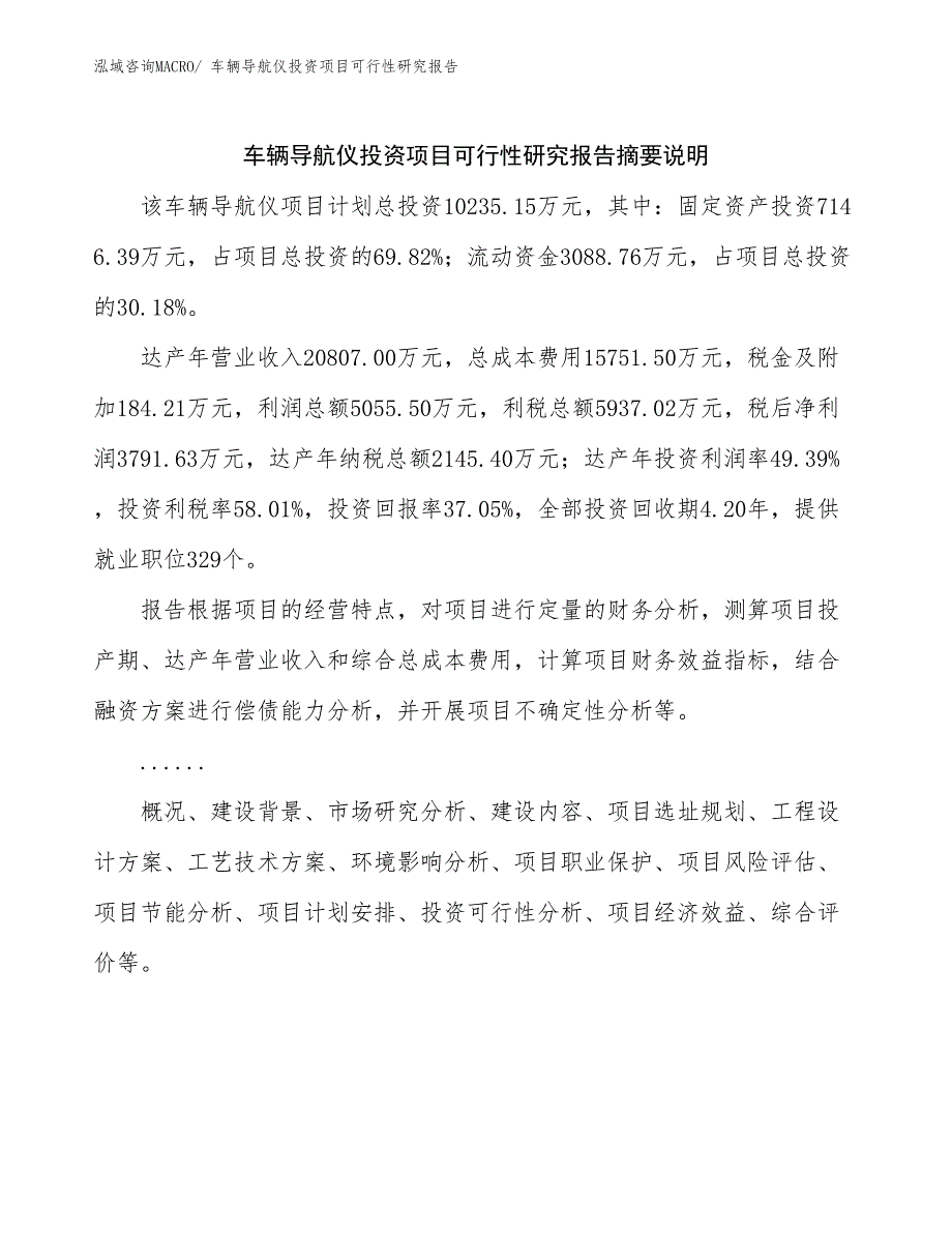 （模板）车辆导航仪投资项目可行性研究报告_第2页