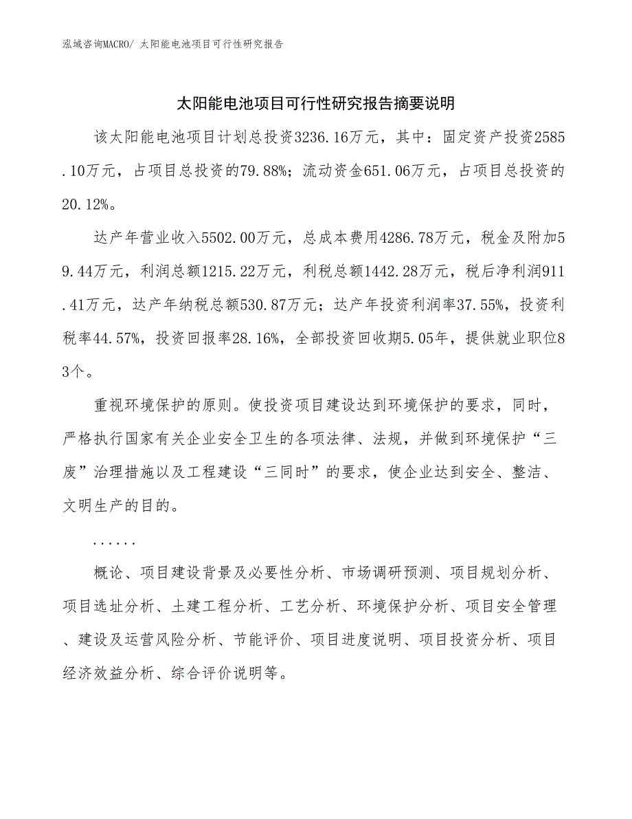 （参考模板）太阳能电池项目可行性研究报告_第2页