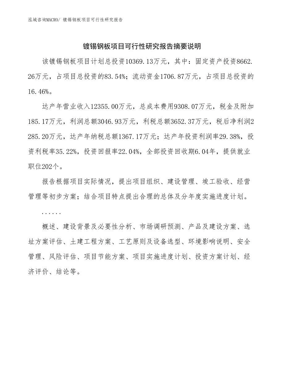 （模板）镀锡钢板项目可行性研究报告_第2页