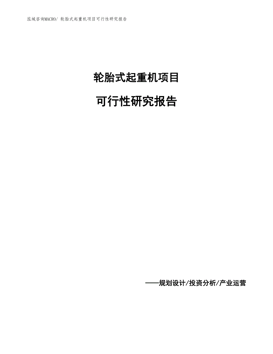 （参考模板）轮胎式起重机项目可行性研究报告_第1页