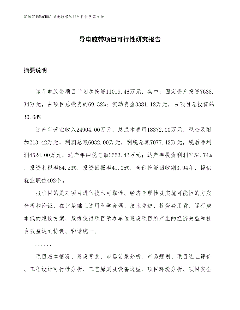 （规划可研）导电胶带项目可行性研究报告_第1页