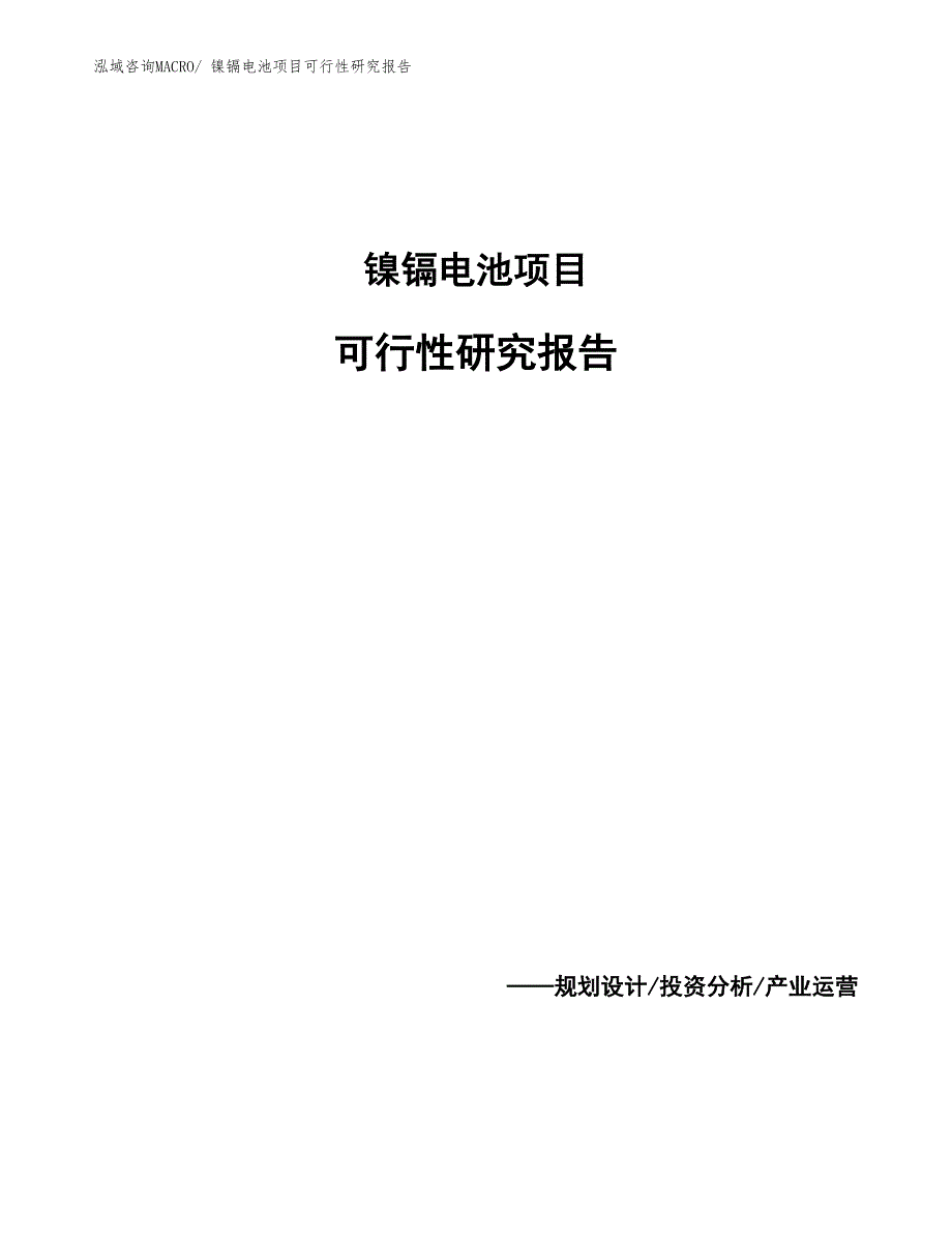 （参考模板）镍镉电池项目可行性研究报告_第1页