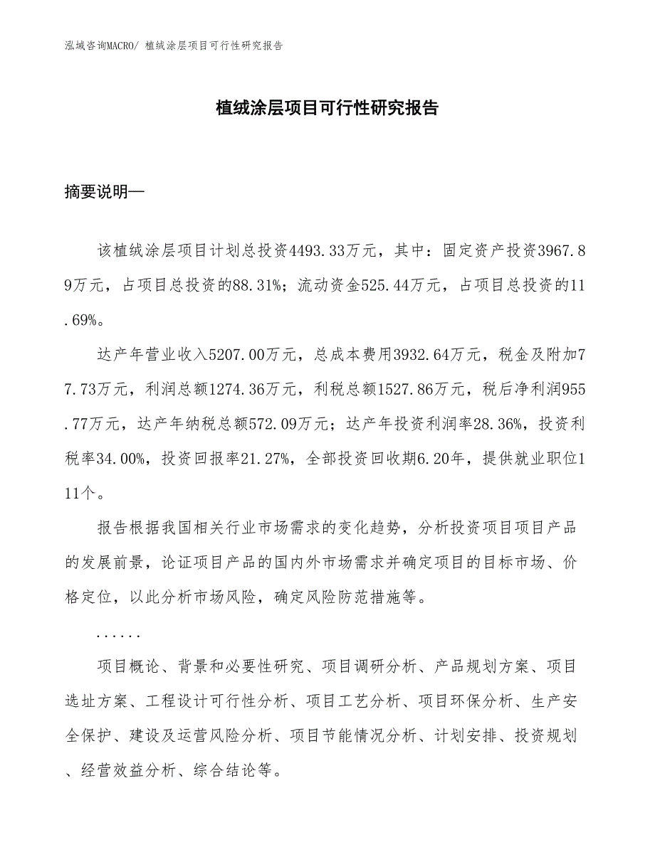 （立项审批）植绒涂层项目可行性研究报告_第1页