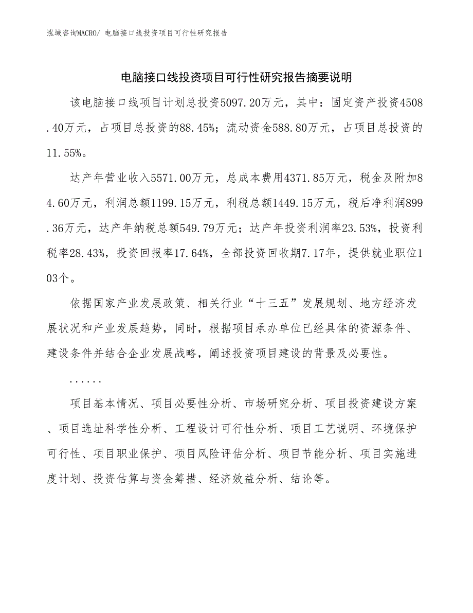 （参考）电脑接口线投资项目可行性研究报告_第2页