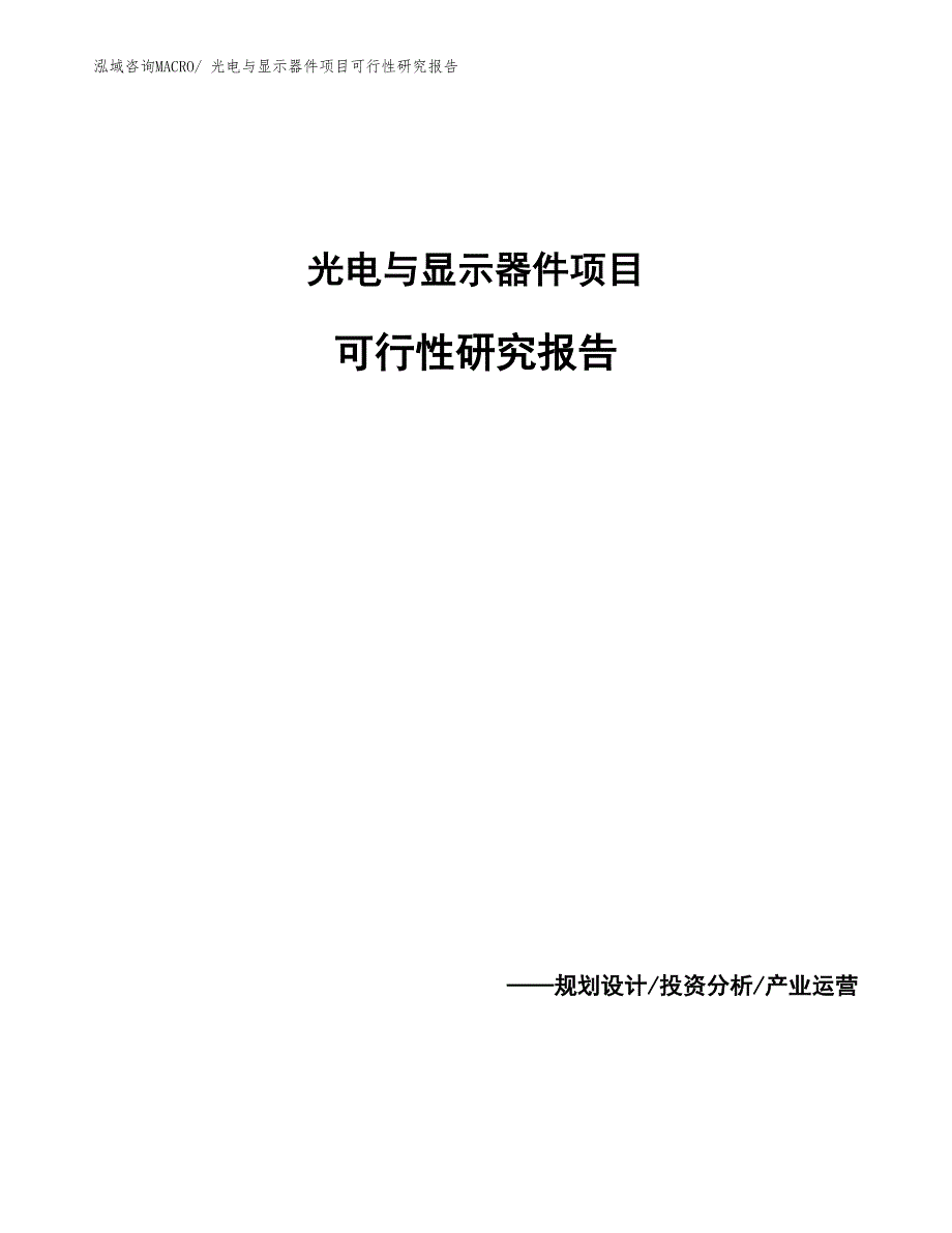 （参考模板）光电与显示器件项目可行性研究报告_第1页