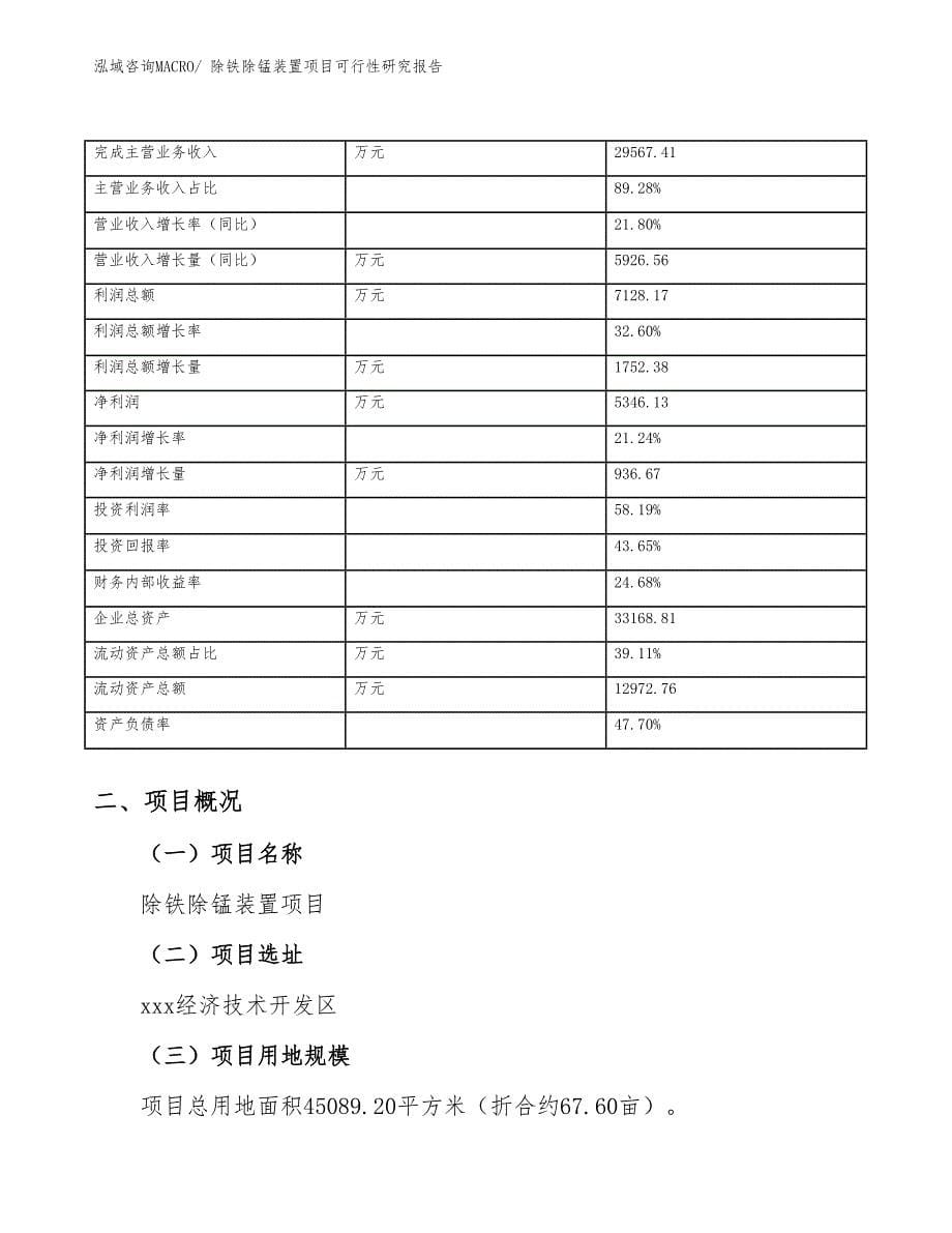 （参考模板）除铁除锰装置项目可行性研究报告_第5页