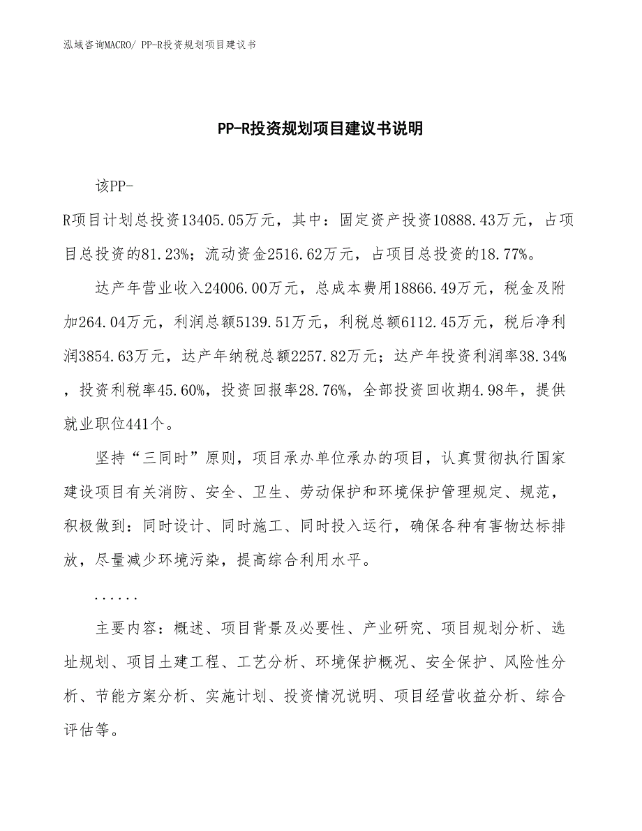 （规划说明）PP-R投资规划项目建议书_第2页