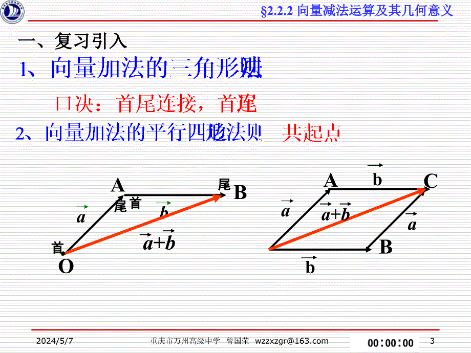 §2.2.2向量减法运算及其几何意义_第3页