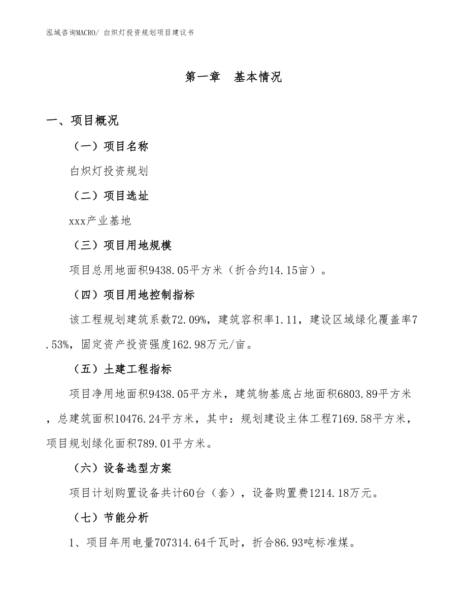 （立项审批）白炽灯投资规划项目建议书_第4页