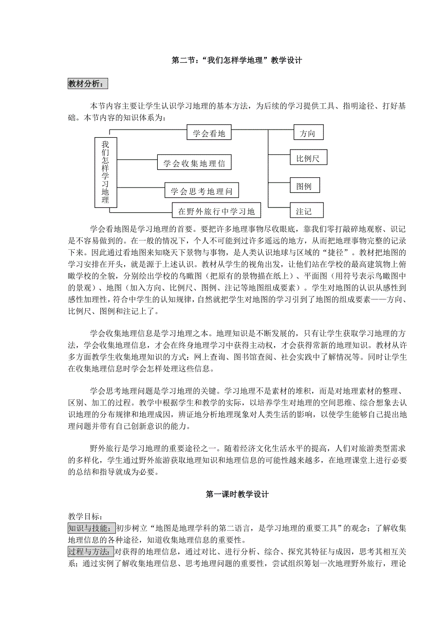 《我们怎样学地理》教案1（湘教版七年级上册）_第1页