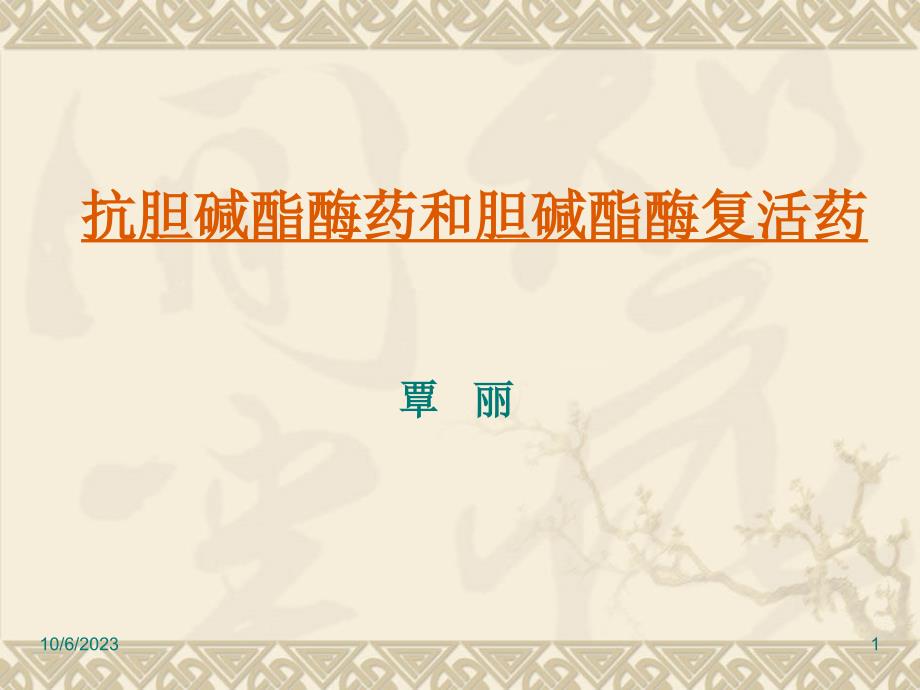 抗胆碱酯酶药和胆碱酶复活_第1页
