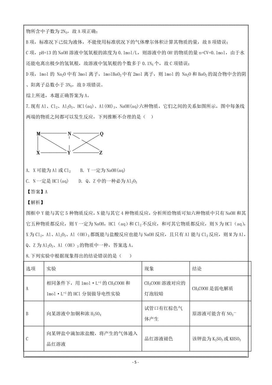 江西省红色七校2019届高三第一次联考化学----精校解析Word版_第5页