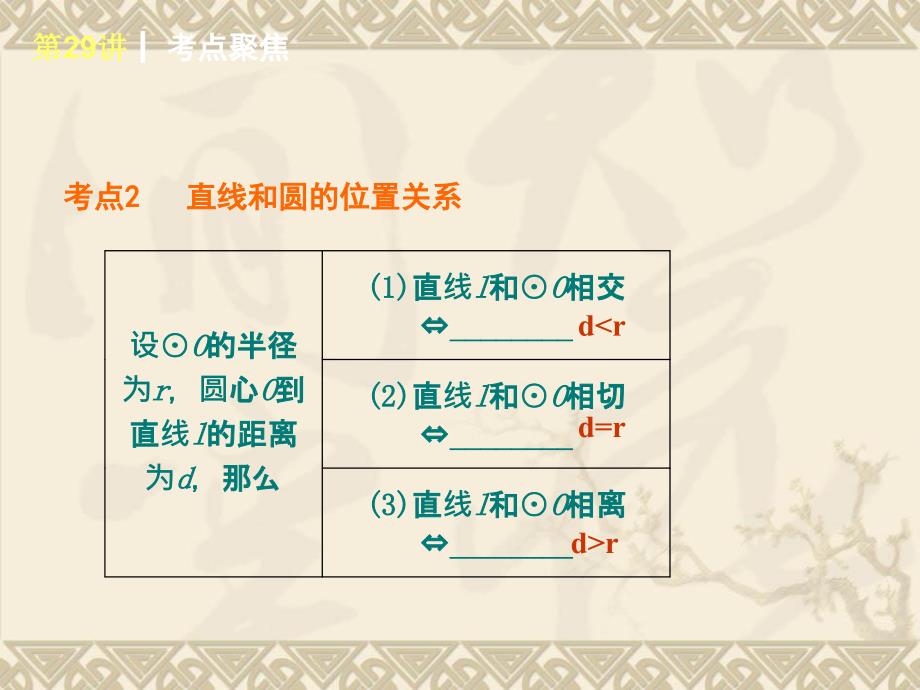 中考数学第一轮夯实基础《第29讲直线和圆的位置关系》课本回归+考点聚焦+典例题解析_第3页