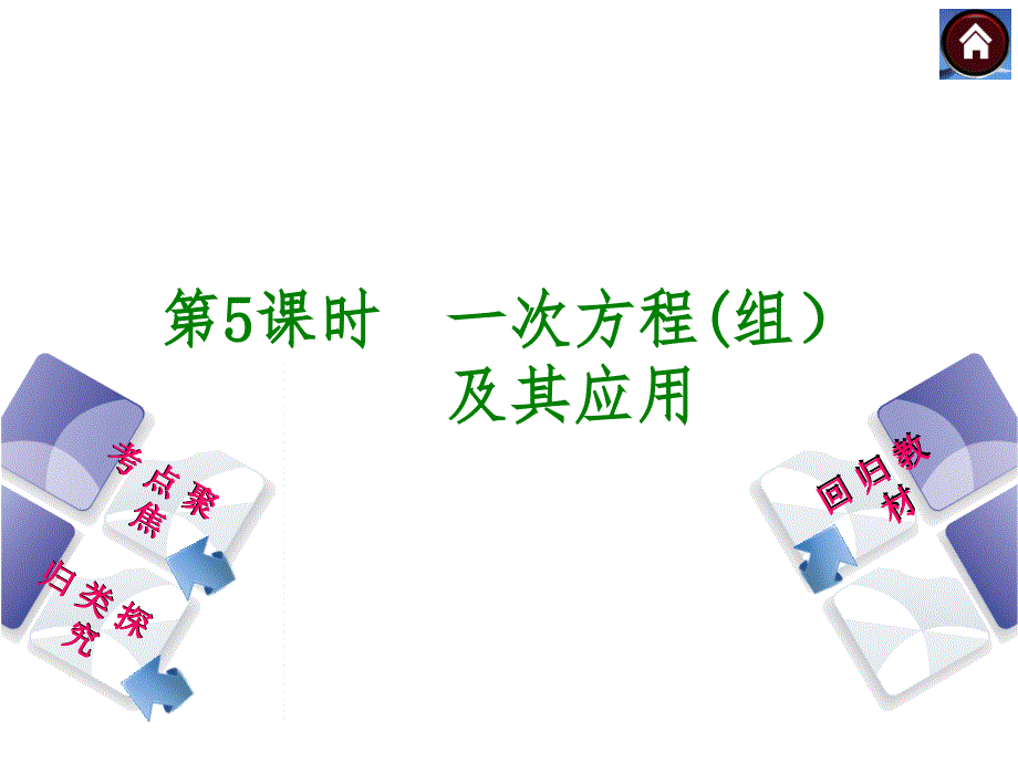 中考数学复习权威课件（考点聚焦+归类探究+回归教材）：5 一次方程(组）（22张ppt，含13年试题）.ppt_第2页