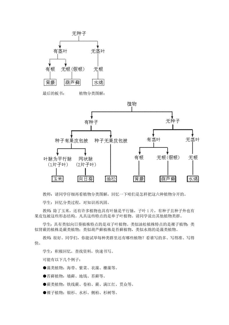 《尝试对生物进行分类》教案4（人教版八年级上）_第5页