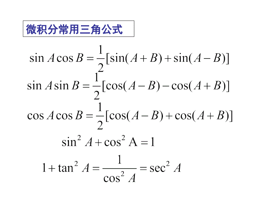 《微积分常用公式》ppt课件_第1页