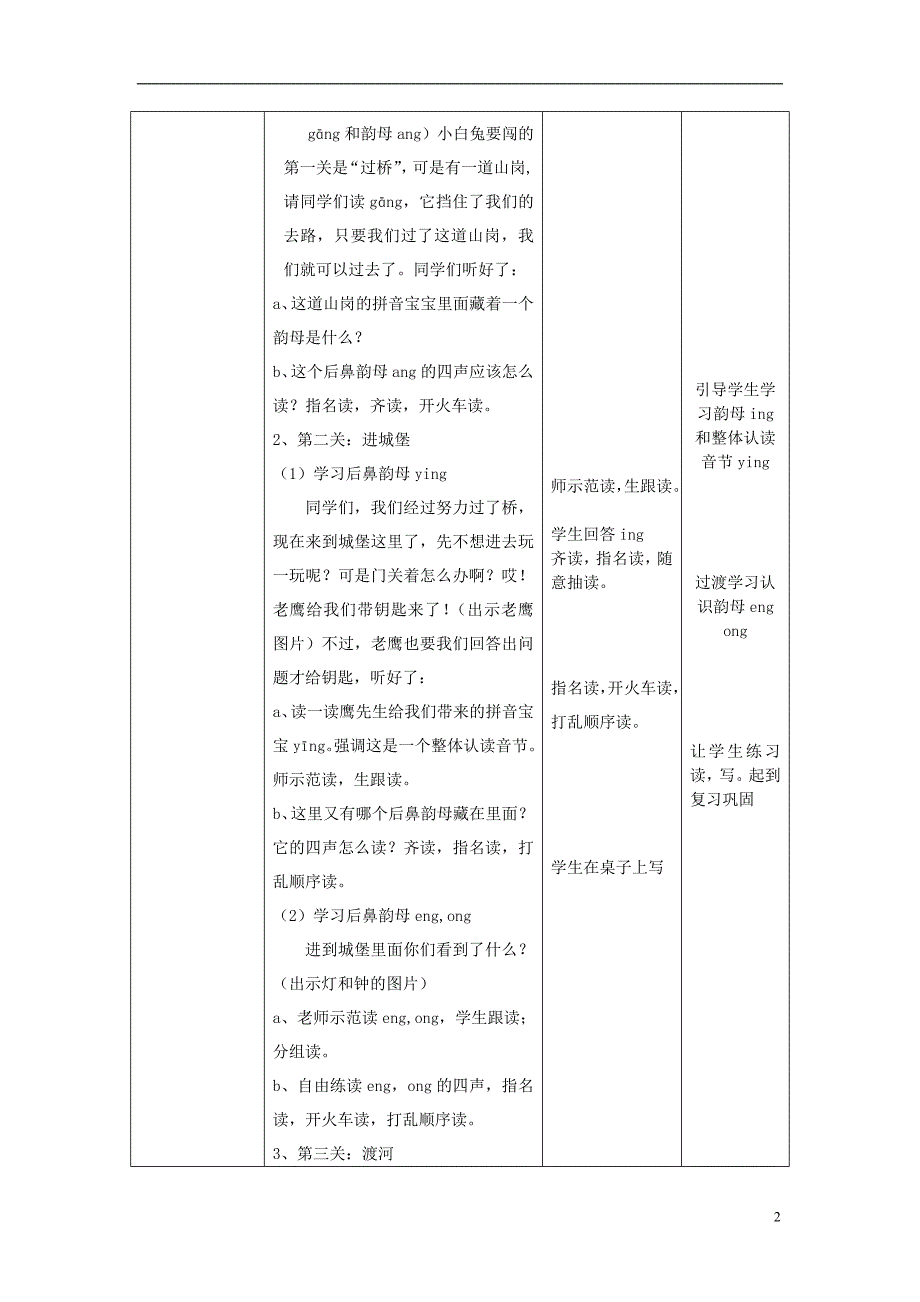 2018年一年级语文上册 汉语拼音 13《ang eng ing ong》教案 新人教版_第2页