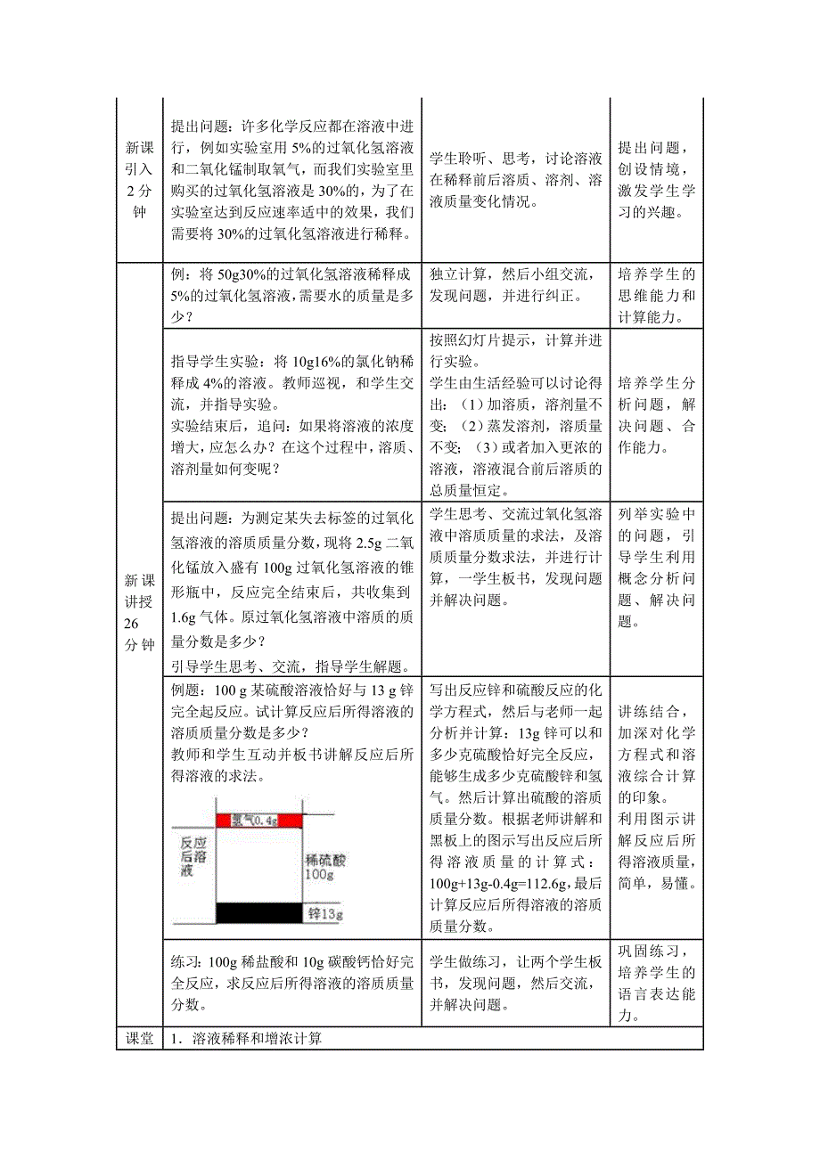 【典中点】2017春（科粤版）九年级化学下册教案 7.3第3课时 溶质质量分数的综合计算（教学设计）_第2页