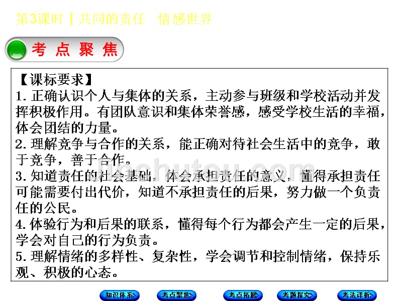 2018年中考政治教科版复习课件：第3课时  共同的责任　情感世界_第5页